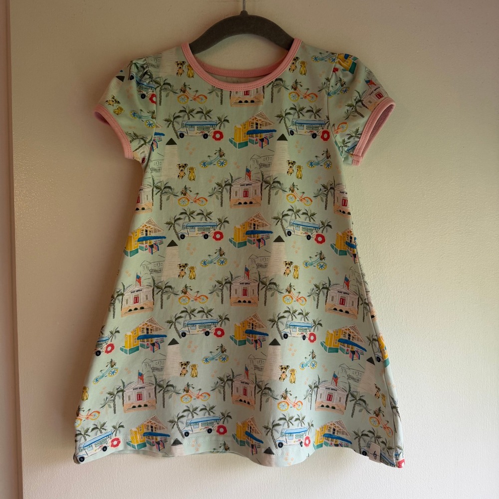 Love + Grow Clothing Co Girls 2T Coastal Beach Vacation Print A-Line Dress Mint